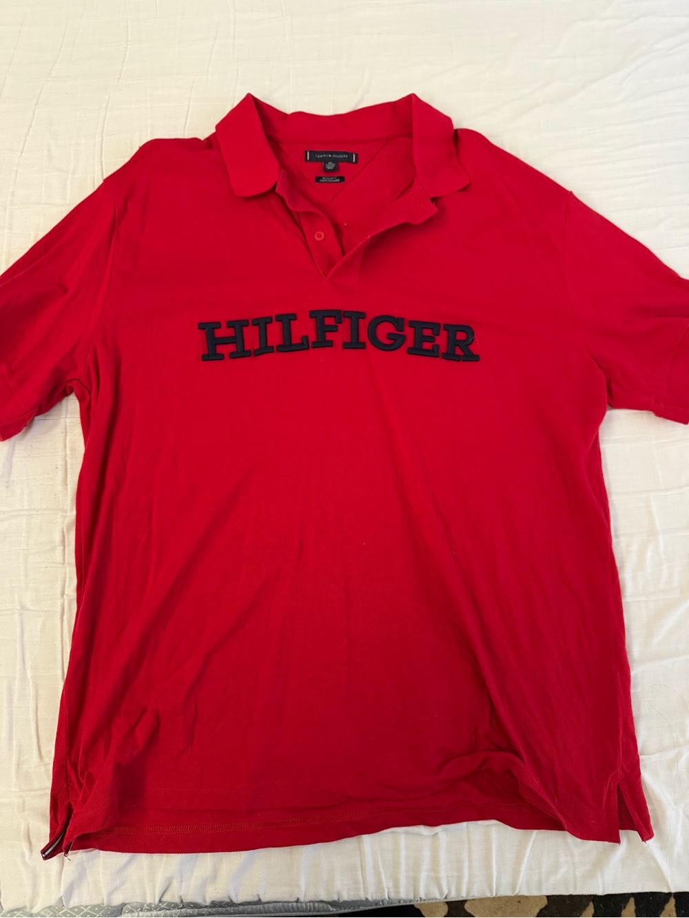 Tommy Hilfiger Red Polo with Navy Logo